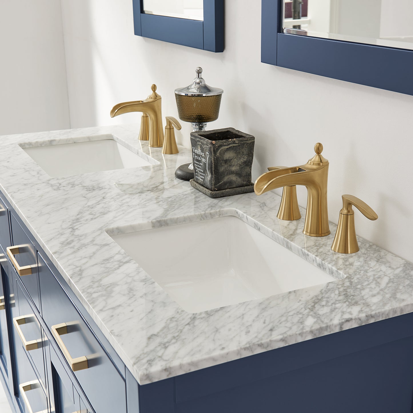 Ivy 60" Double Bathroom Vanity Set with Carrara White Marble Countertop -Altair