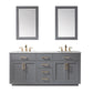 Ivy 72" Double Bathroom Vanity Set with Carrara White Marble Countertop -Altair