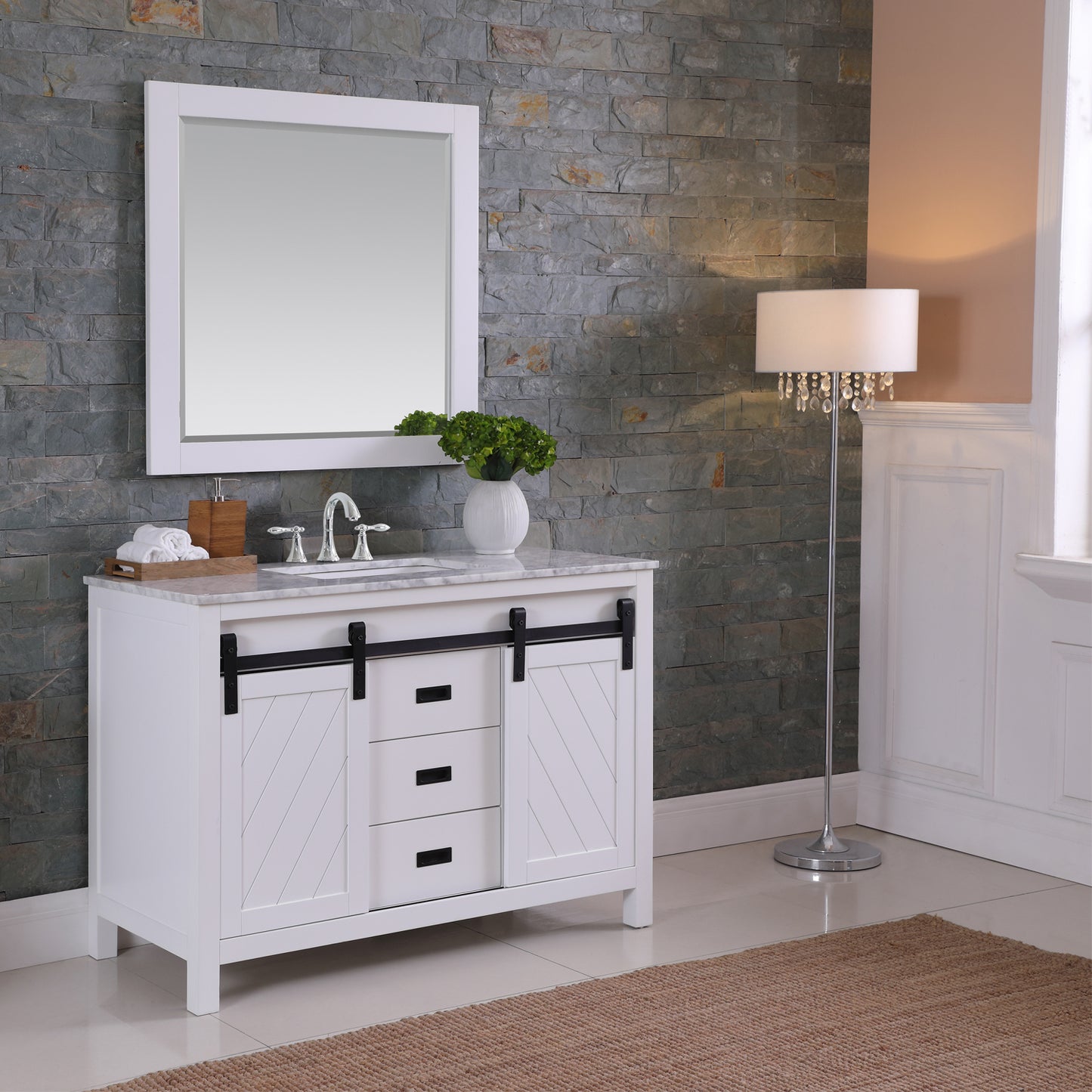 Kinsley 48" Single Bathroom Vanity Set with Carrara White Marble Countertop-Altair Designs