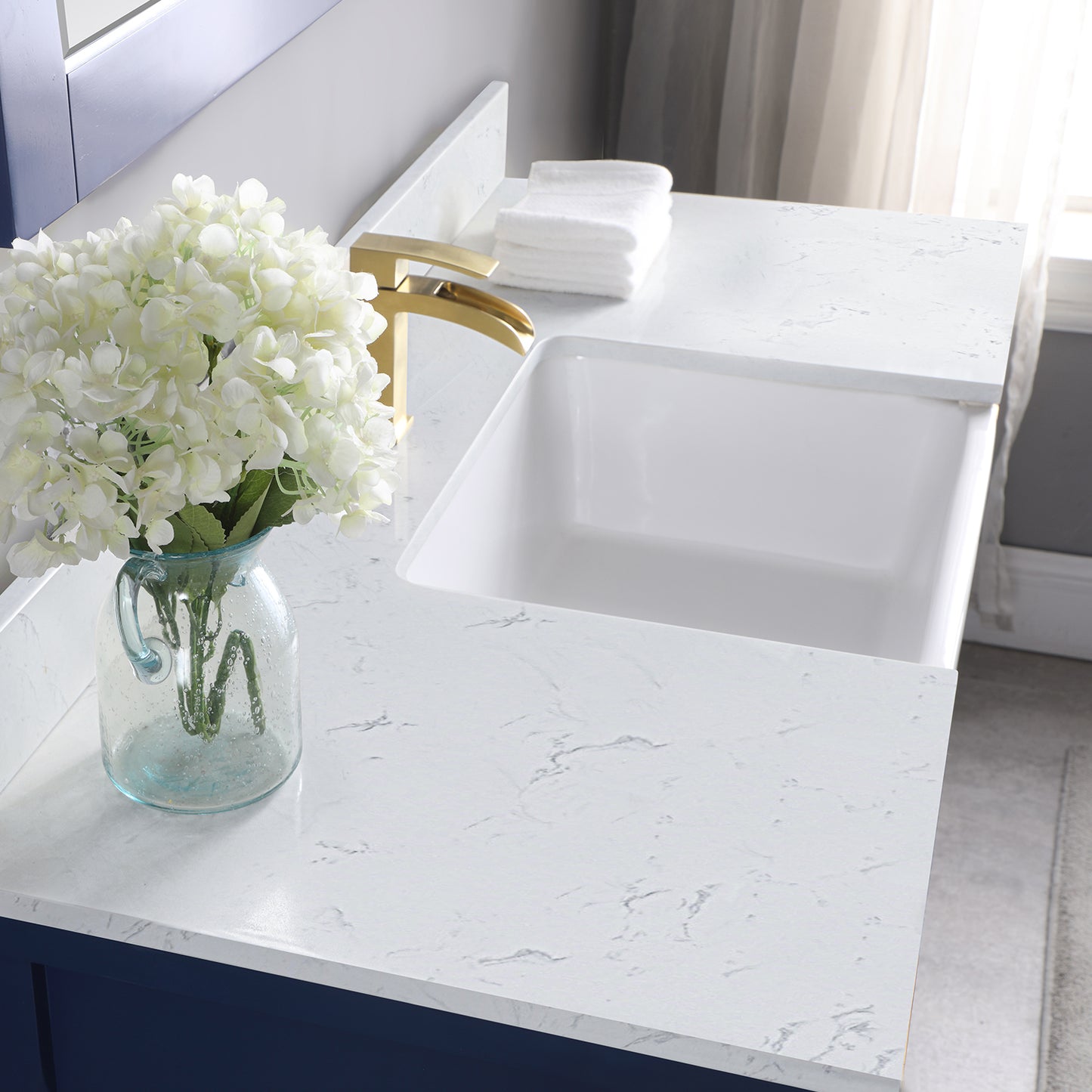 Georgia 48" Single Bathroom Vanity Set with Aosta White Composite Stone Top with White Farmhouse Basin- Altair Designs