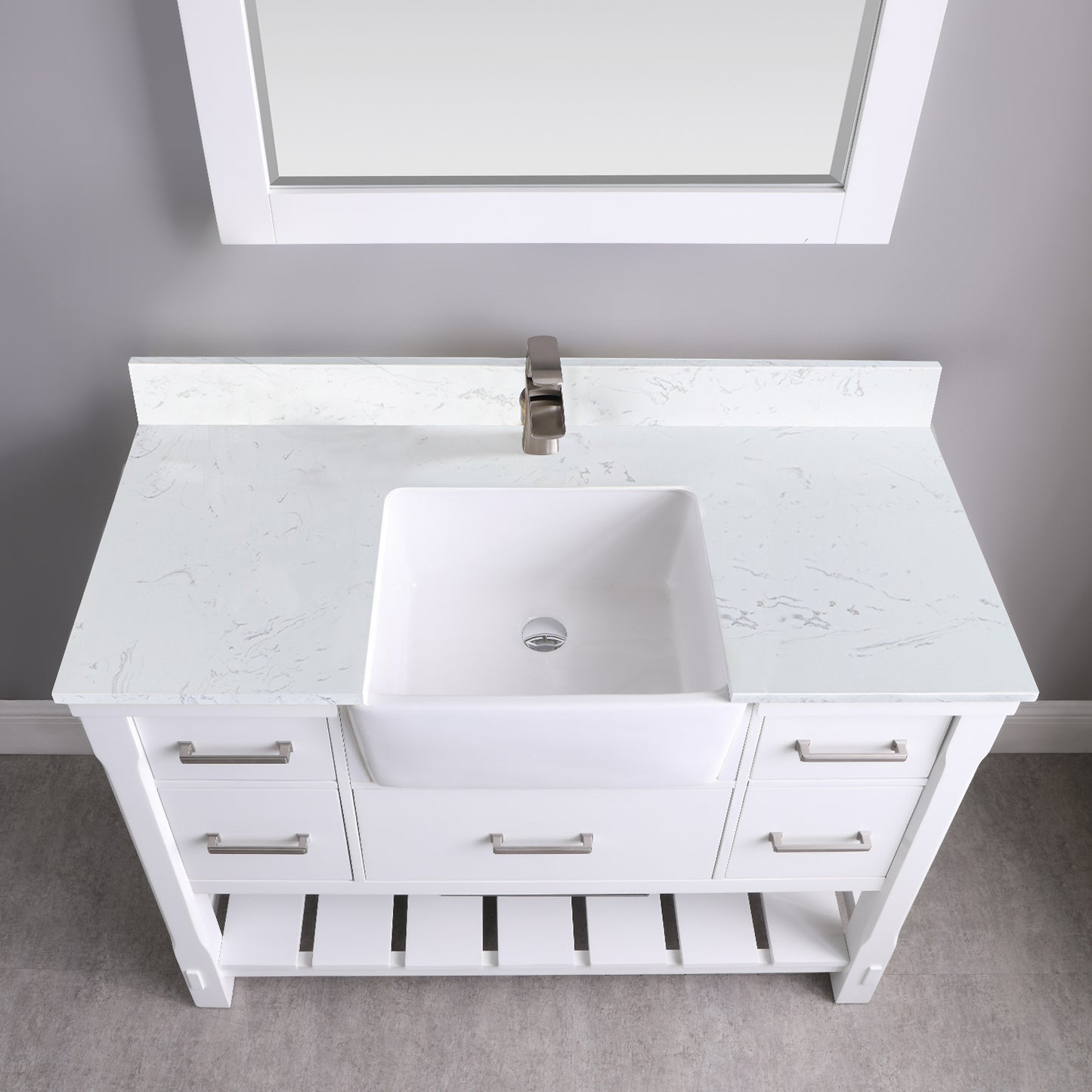 Georgia 48" Single Bathroom Vanity Set with Aosta White Composite Stone Top with White Farmhouse Basin- Altair Designs