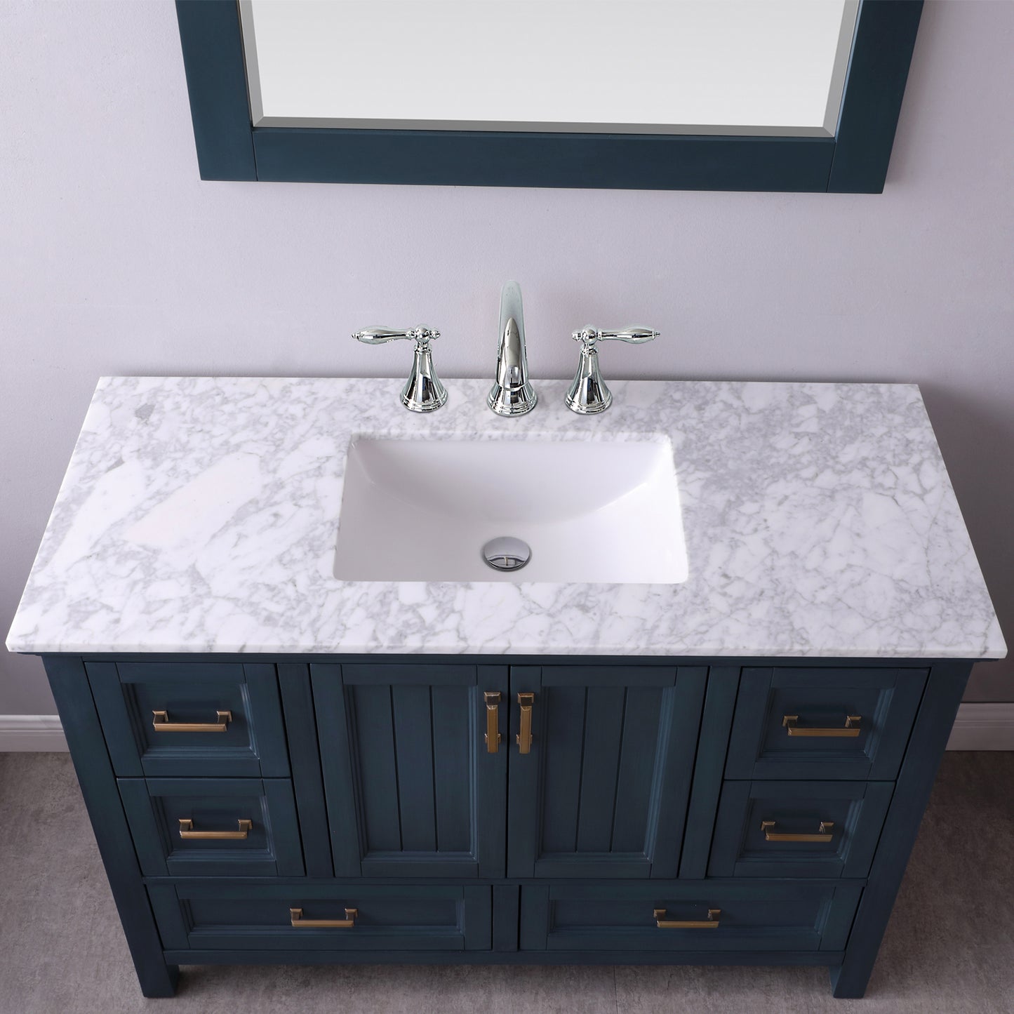 Isla 48" Single Bathroom Vanity Set with Carrara White Marble Countertop -Altair