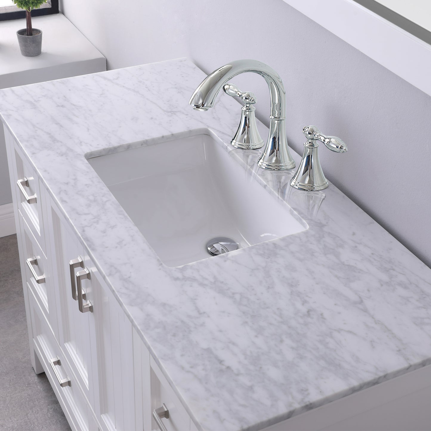 Isla 48" Single Bathroom Vanity Set with Carrara White Marble Countertop -Altair