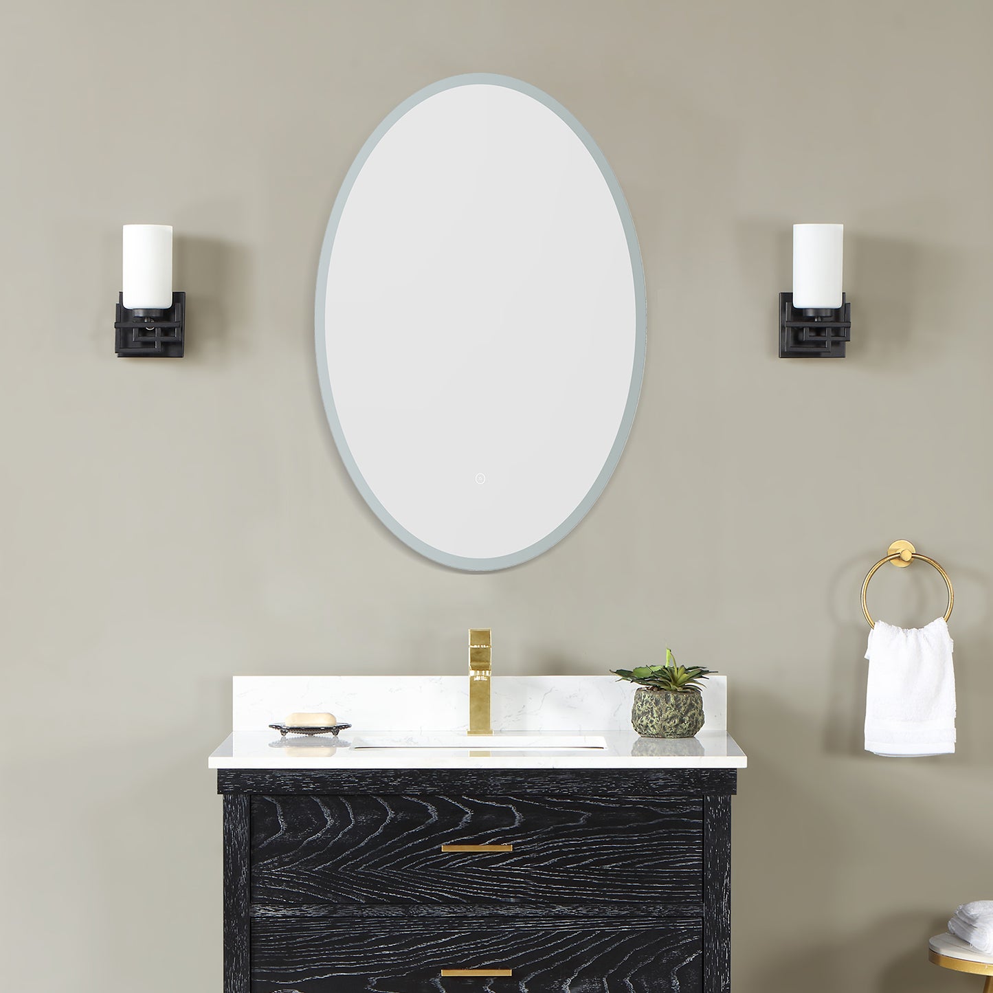 Matera 24' Oval Frameless Modern LED Bathroom Vanity Mirror