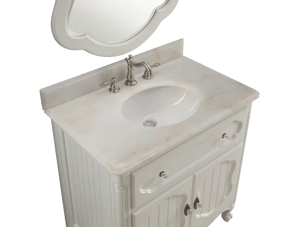 Knoxville 34” Bathroom Sink Vanity-White - Model GD-1533WT-Benton Collection