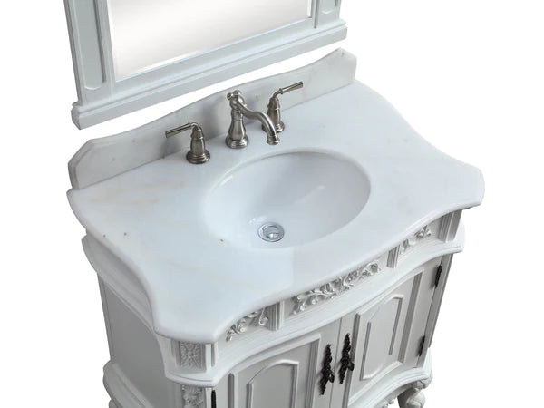 Benson 33" Antique White Bathroom Sink Vanity ZK-021W-AW-Benton Collection