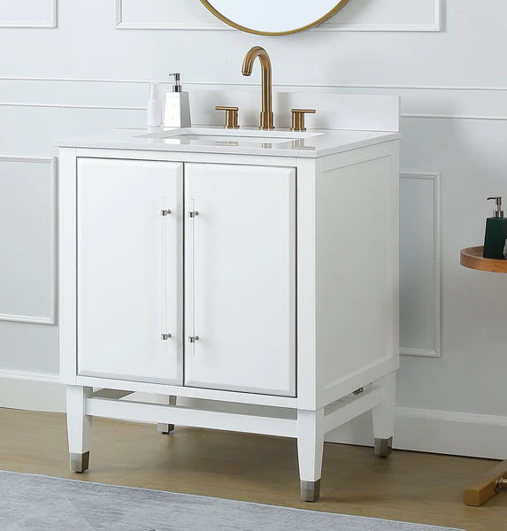 Bertone 30" White Bathroom Sink Vanity - Model # Q164WT-30QT-Tennant Brand