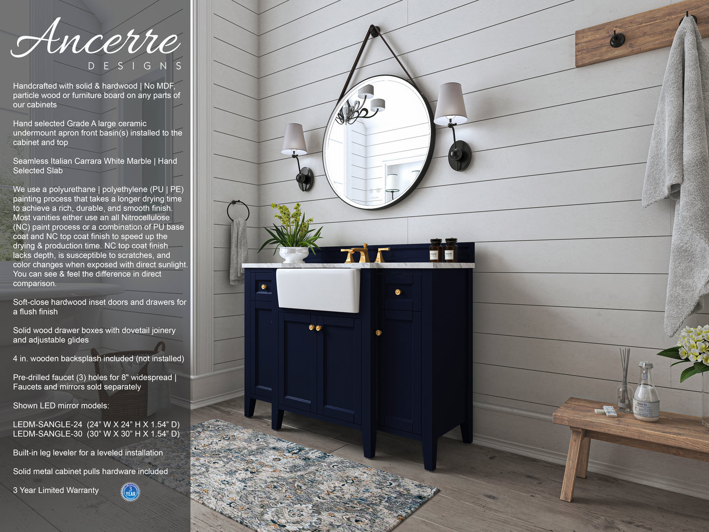 Adeline 48" Bath Vanity Set - Ancerre Designs