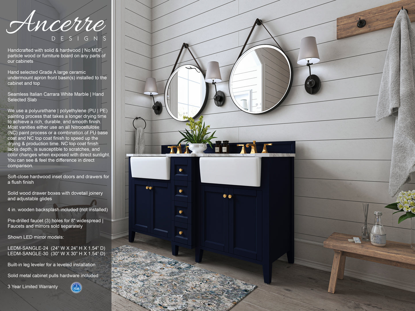 Adeline 60" Bath Vanity Set - Ancerre Designs