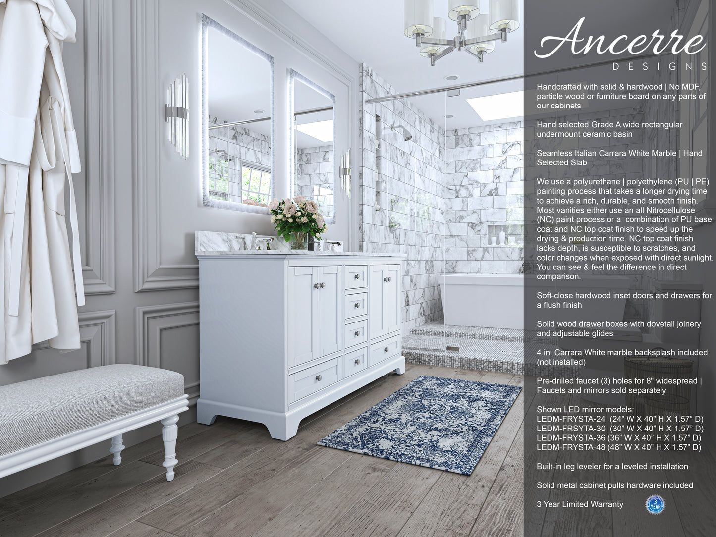 Audrey 60 in. Bath Vanity Set - Ancerre Designs