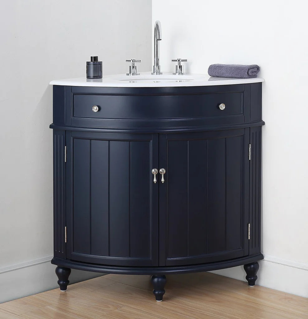 Thomasville 24"  Dark Blue Corner Bathroom Vanity - ZK-47588NB-Benton Collection