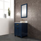 Madison 24-Inch Single Sink Carrara White Marble Vanity In Monarch Blue