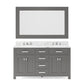 Madison 60 Inch Cashmere Grey Double Sink Bathroom Vanity With Matching Framed Mirror And Faucet - Water Creation