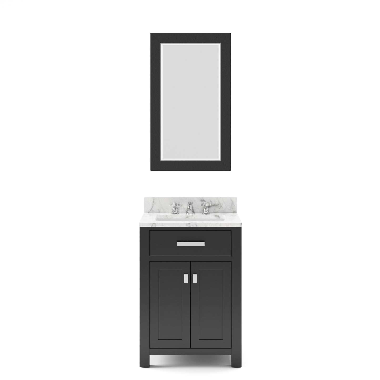 Madison 24 Inch Espresso Single Sink Bathroom Vanity With Matching Framed Mirror - Water Creation