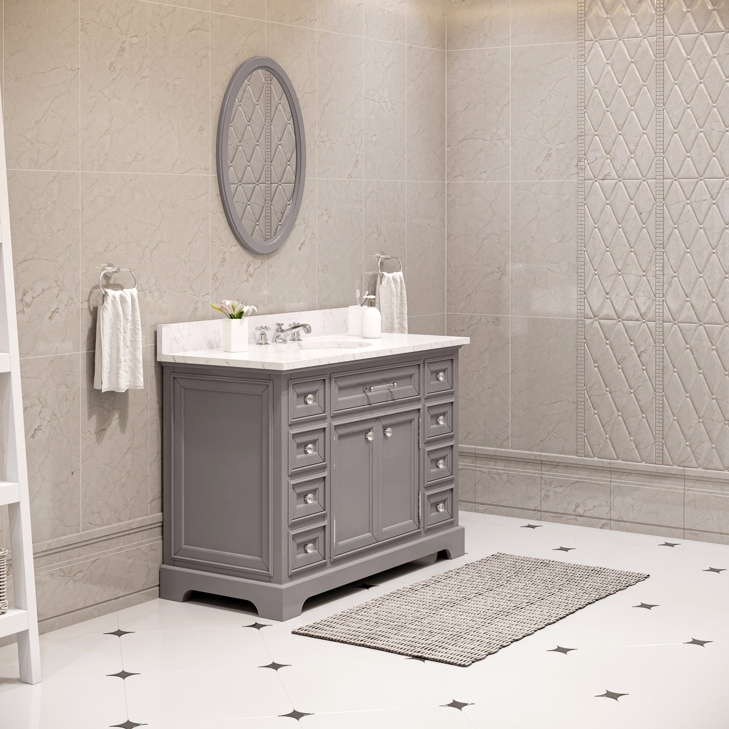 Derby 48 Inch Cashmere Grey Single Sink Bathroom Vanity- Water Creation