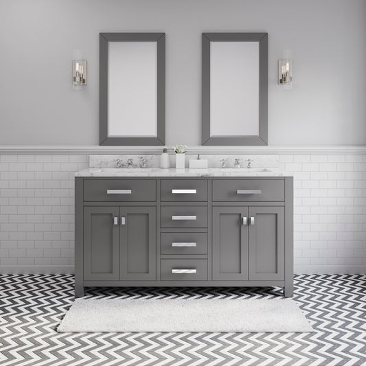 Madison 60 Inch Cashmere Grey Double Sink Bathroom Vanity - Water Creation