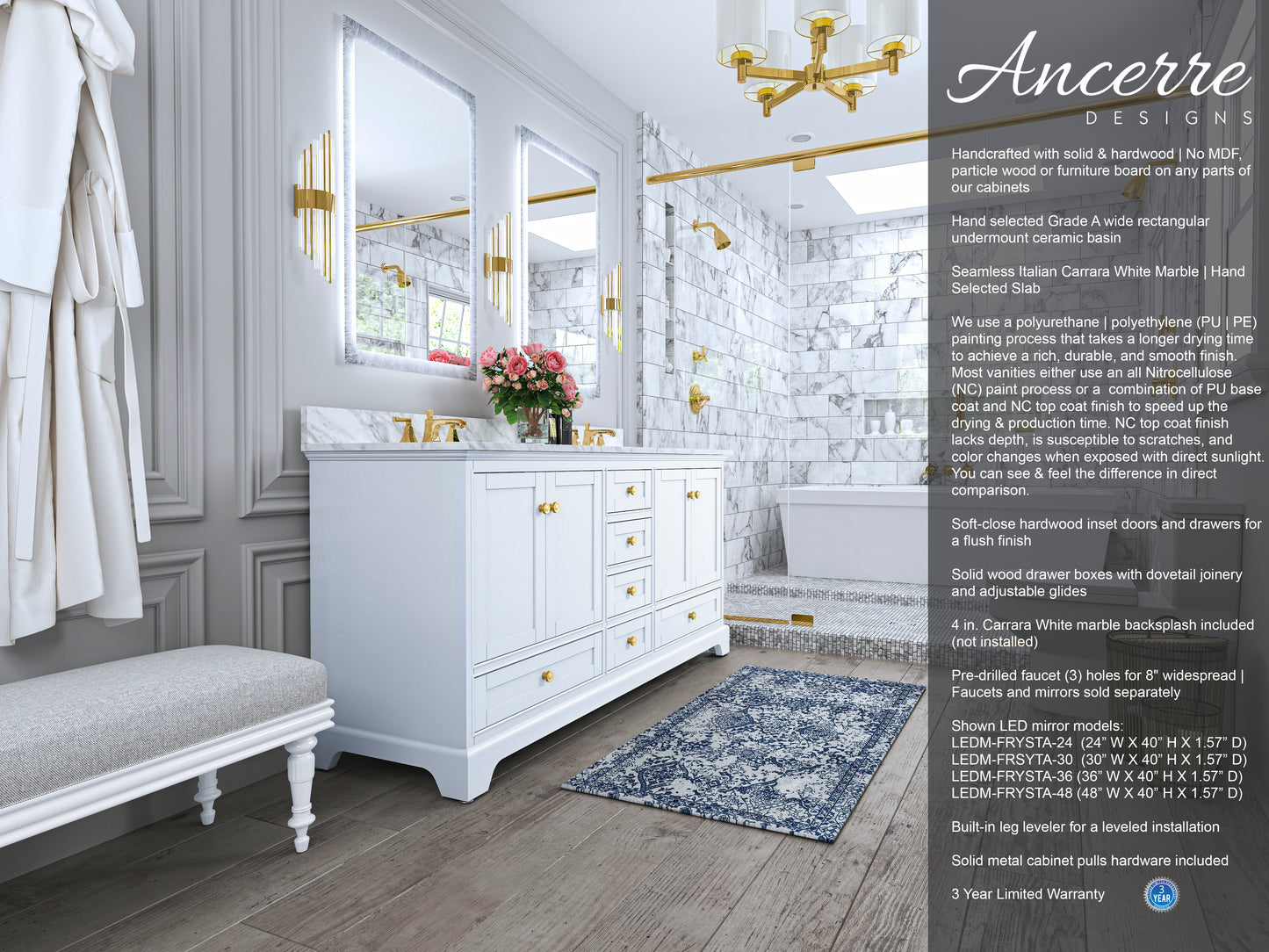 Audrey 72 in. Bath Vanity Set - Ancerre Designs